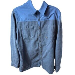 511 Tactical Shirt Mens Size M Denim Blue Cotton Heavy Collared Snap Long Sleeve